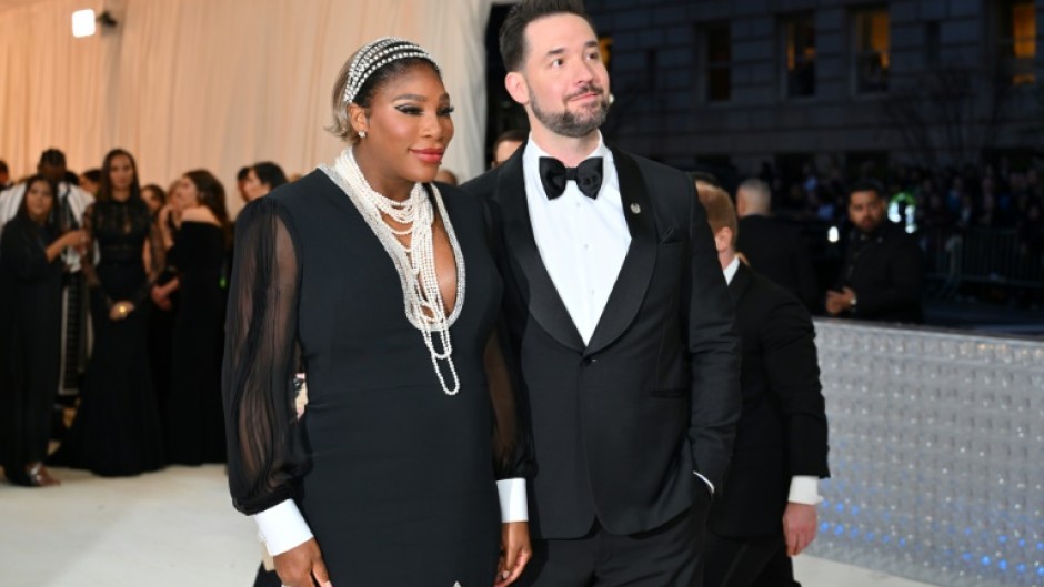 US tennis player Serena Williams and her husband Alexis Ohanian arrive at the Met Gala, where they confirmed she is expecting another child