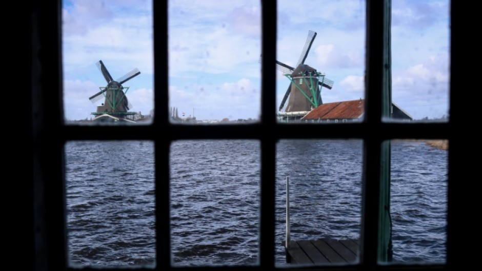 The famous mill stands in picturesque Zaanse Schans north of Amsterdam