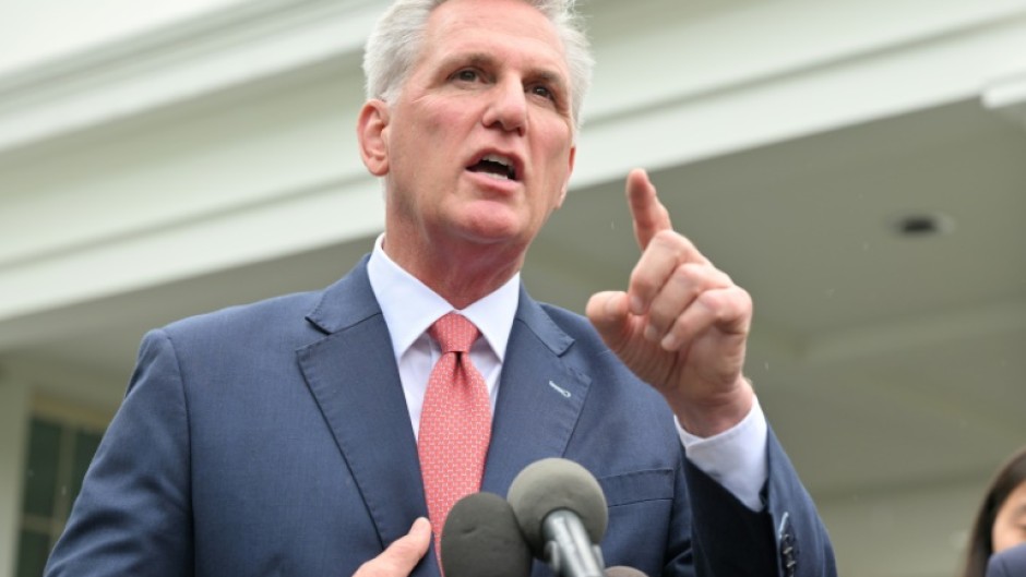 US House Speaker Kevin McCarthy speaks to members of the media following a meeting with US President Joe Biden at the White House in Washington, DC, on May 16, 2023