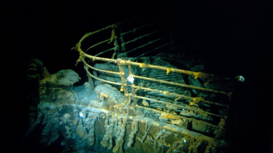 A handout image taken during the historical 1986 dive, courtesy of WHOI (Woods Hole Oceanographic Institution) and released February 15, 2023, shows the Titanic bow