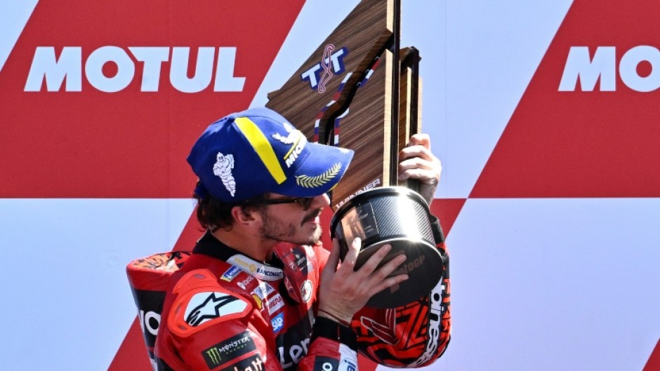 Francesco Bagnaia celebrates win number four of the season at Assen