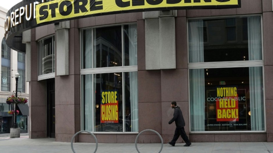 A store that closed in the aftermath of the Covid-19 pandemic in  San Francisco, California