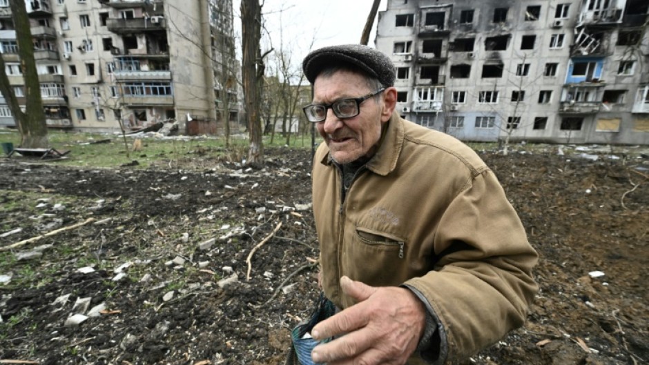 Viktor Grozdov,77, was pulled out from an explosion crater in the central street of the frontline town of Avdiivka