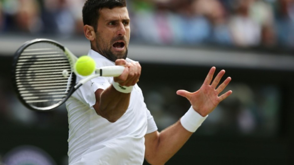 Power-packed: Novak Djokovic returns the ball to Hubert Hurkacz