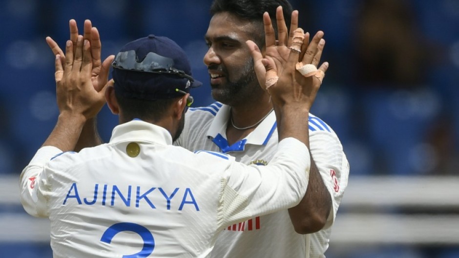 Let's celebrate: Ravichandran Ashwin celebrates the dismissal of Kraigg Brathwaite 