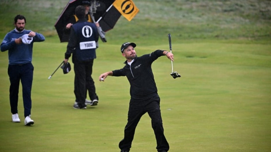 US golfer Brian Harman celebrates winning the 2023 British Open      
