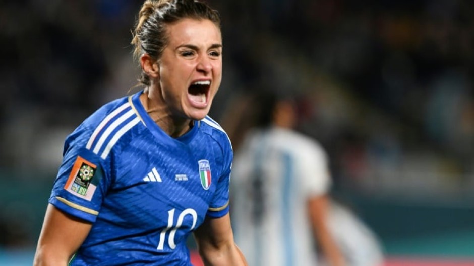 Cristiana Girelli celebrates after scoring Italy's winner against Argentina