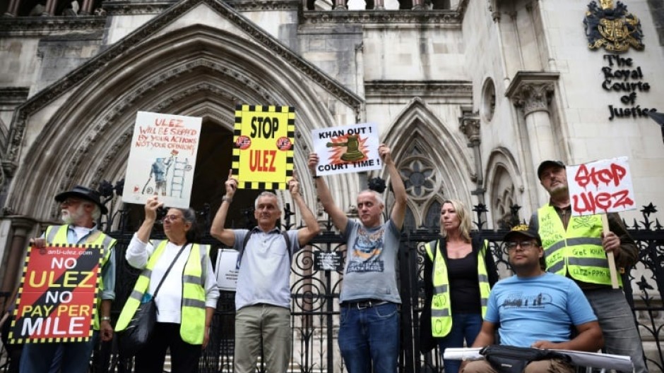 Opponents of the plan gathered outside the High Court in London to protest