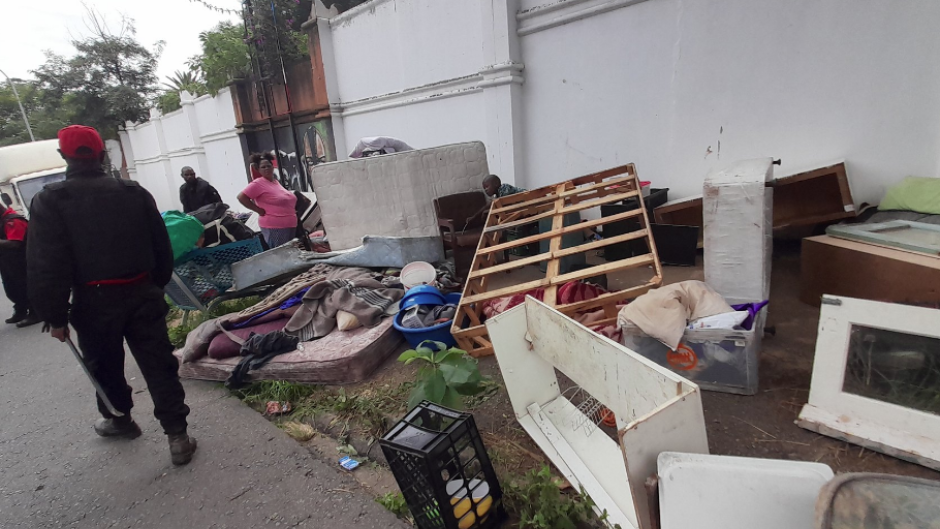 People being evicted from a property in Bompas Road, Dunkeld West.