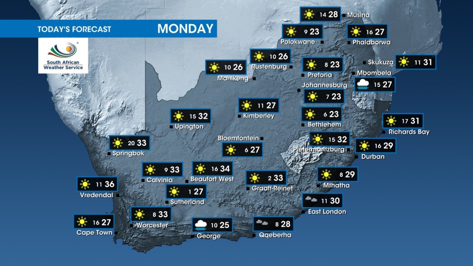 Here is the weather forecast for Monday, 29 May 2023.