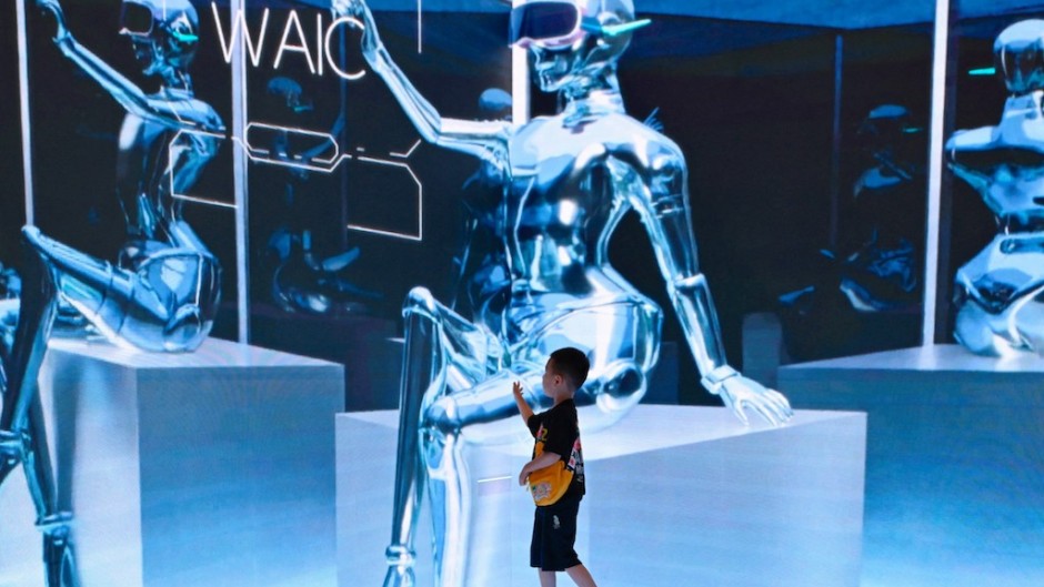 A child visits the World Artificial Intelligence Conference (WAIC) in Shanghai. AFP/Wang Zhao