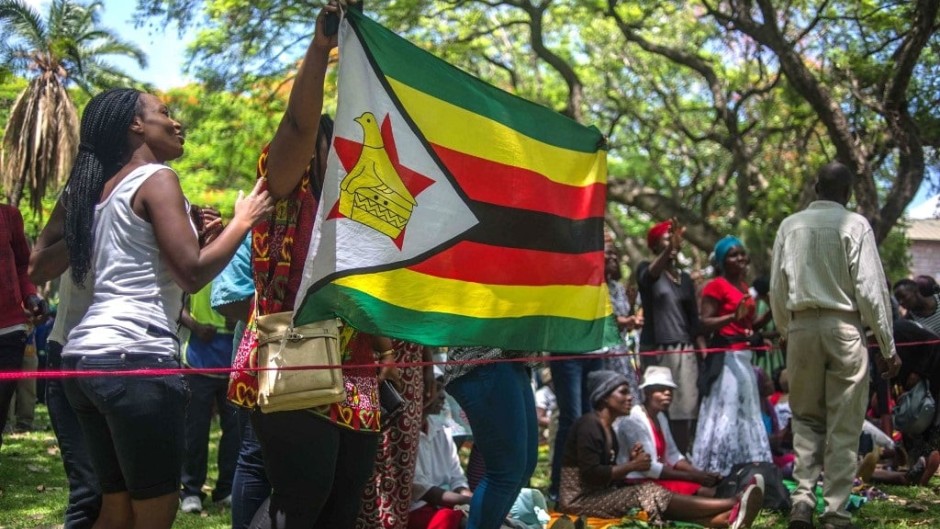 Zimbabweans gather at Unity Square in Harare.