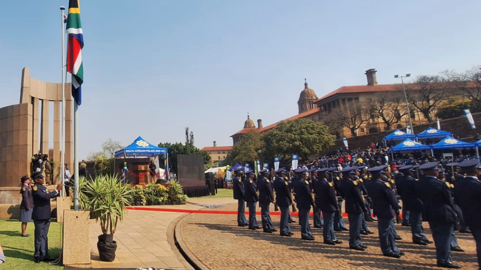 The wreath-laying ceremony at the Union Buildings. eNCA/Pule Letshwiti-Jones