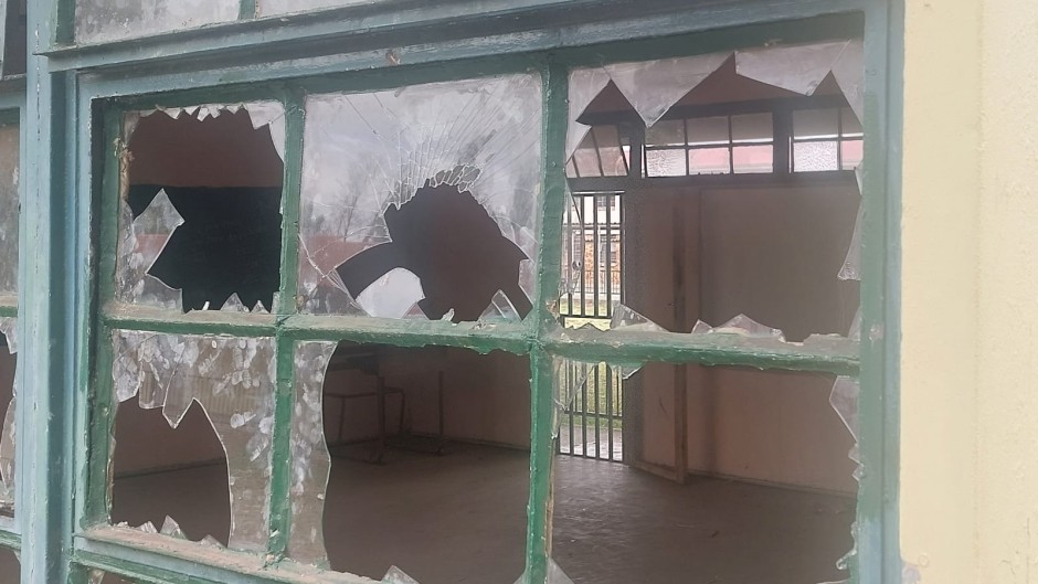 Broken windows at a school. eNCA