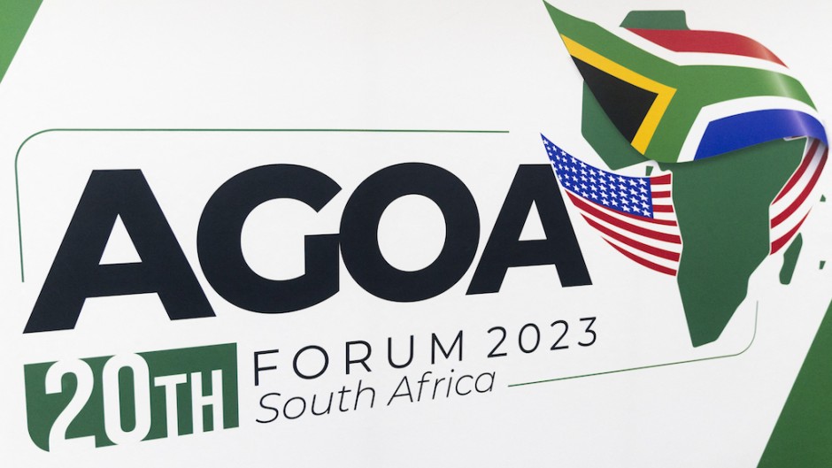 A general view of the logo of the African Growth and Opportunity Act (AGOA). AFP/Guillem Sartorio