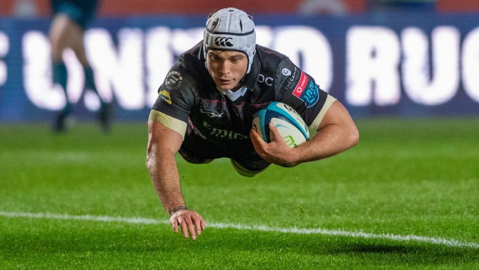 Emirates Lions' Henco Van Wyk scores a try. BackpagePix/Andrew Dowling/INPHO/Shutterstock