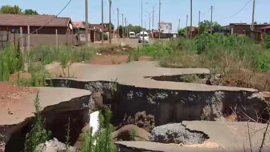 One of the many sinkholes in Khutsong.