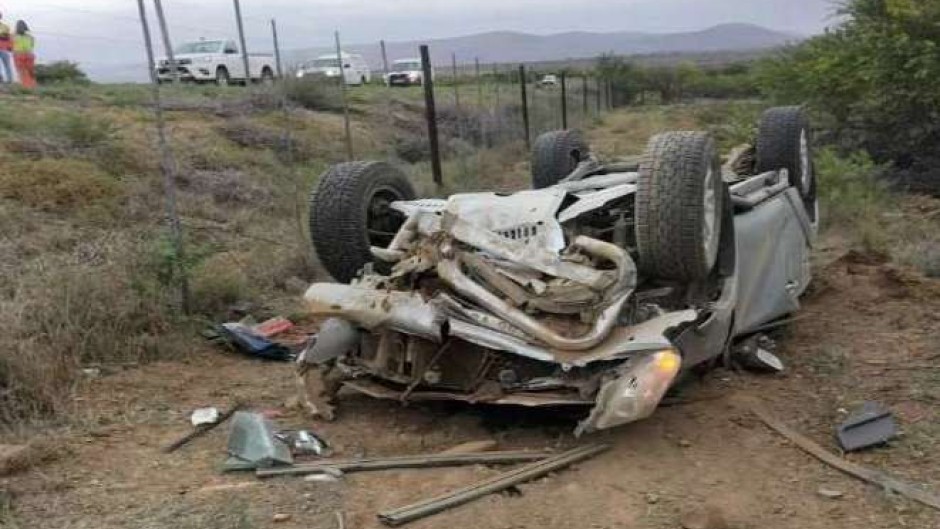 An overturned vehicle on the R61.