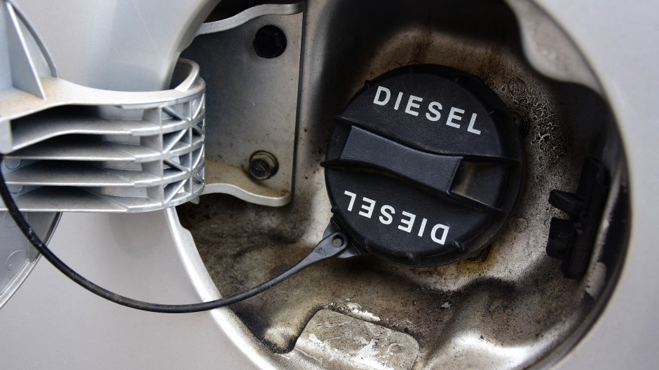 Diesel fuel on a car.