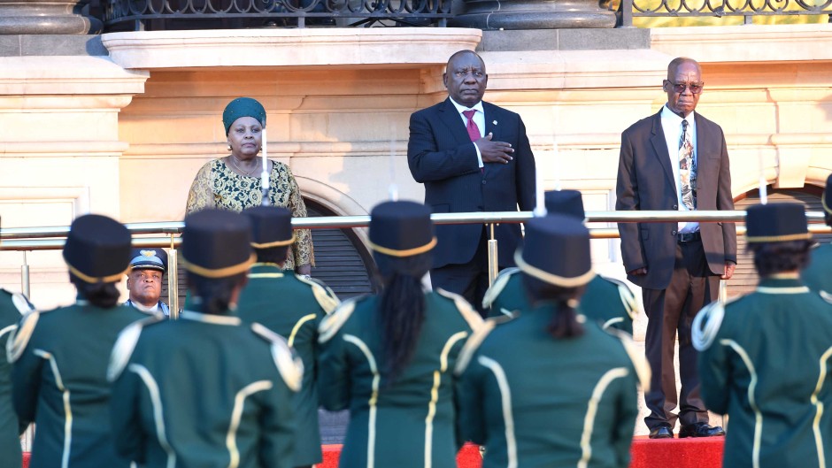 President Cyril Ramaphosa, National Assembly Speaker Nosiviwe Mapisa-Nqakula and NCOP chairperson Amos Masondo. 