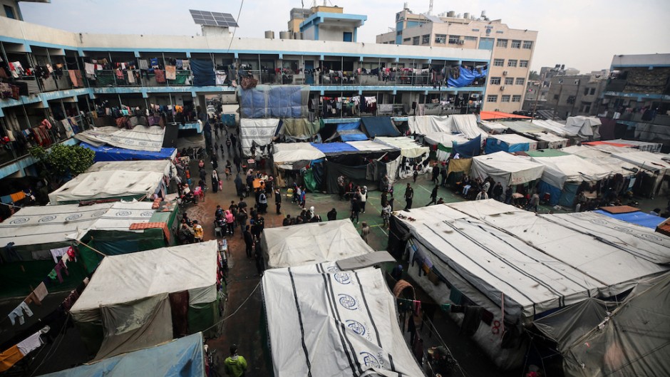Palestinian students are attending a school operated by the United Nations Relief and Works Agency for Palestine Refugees. Majdi Fathi/NurPhoto via AFP