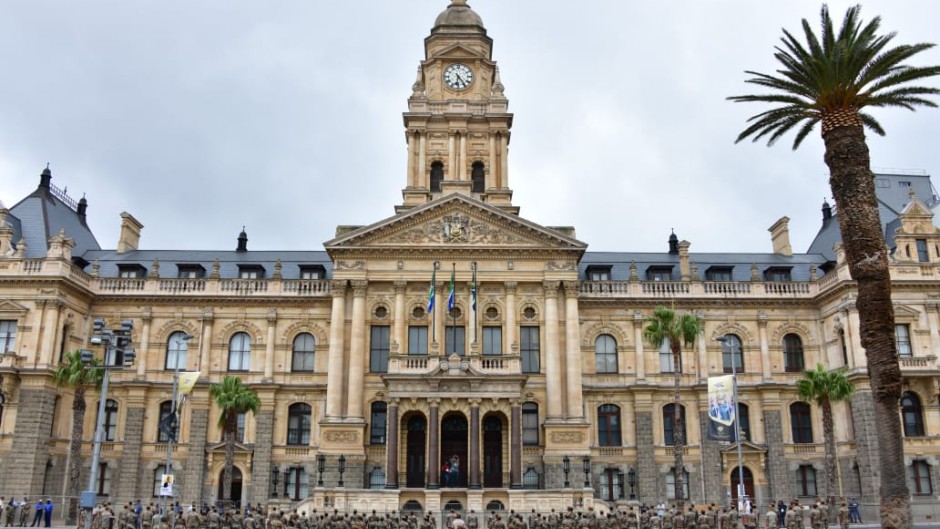 SANDF members on parade at the Cape Town City Hall. GICS