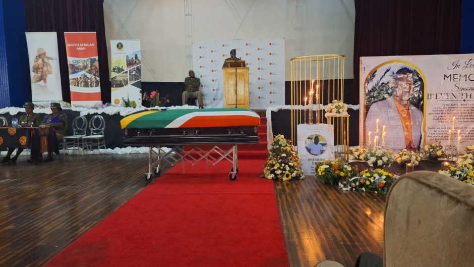 The coffin of one of the soldiers killed in the DRC. eNCA/Bafedile Moerane