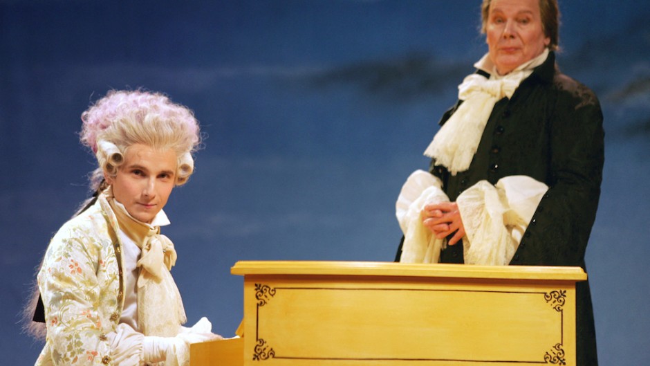 File: Actors starring in Peter Schaffer’s Tony award-winning play Amadeus. AFP/Franck Fife