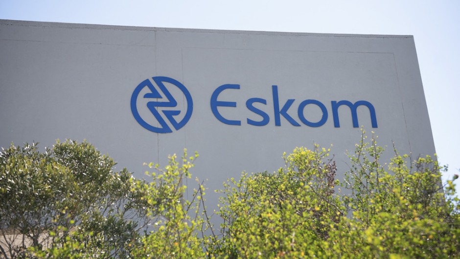 Eskom's logo is seen at the Koeberg Nuclear Power Station. AFP/Rodger Bosch
