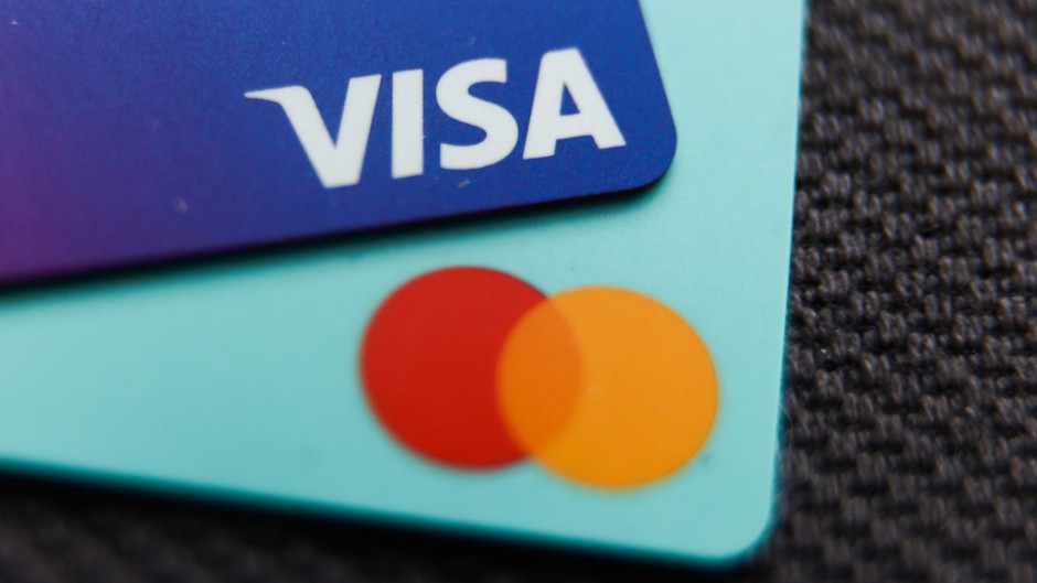 Visa and MasterCard cards. Jakub Porzycki/NurPhoto via AFP