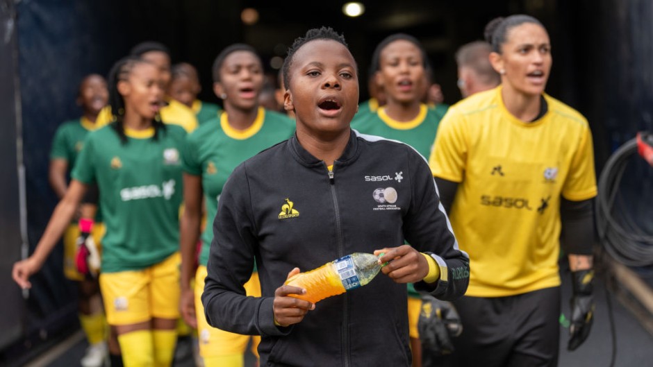 Banyana Banyana's Thembi Kgatlana leads the team onto the field. Brad Smith/ISI Photos/USSF/Getty Images for USSF