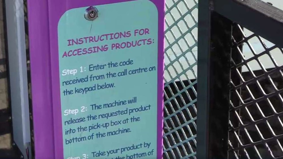 Self care vending machine instructions