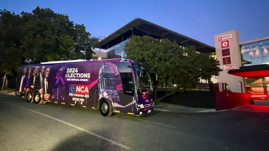The eNCA election bus. eNCA/Gareth Edwards