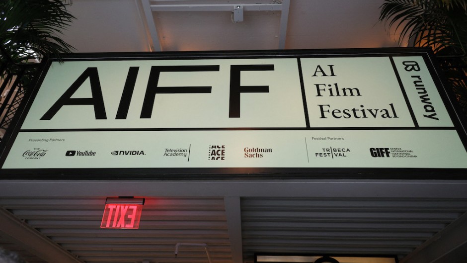  A view of signage during the 2024 AI Film Festival at Metrograph. Dia Dipasupil/Getty Images via AFP