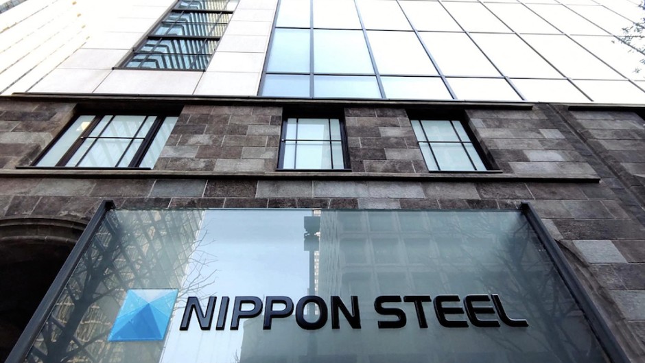 A logo of Nippon Steel Corporation. Ryo Ikeda/The Yomiuri Shimbun via AFP
