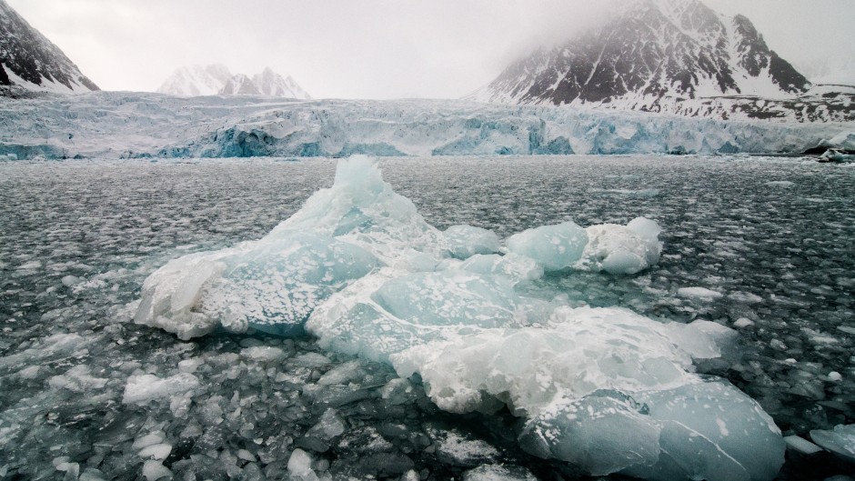 File: Landscape of iceberg, glacier brash in Greenland. Raphael Sane/Biosphoto via AFP
