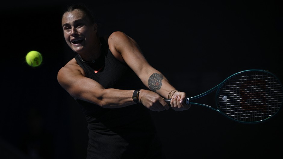 Belarus's Aryna Sabalenka hits a return to Madison Keys of US during their women’s singles match at the China Open tennis tournament. AFP/Wang Zhao