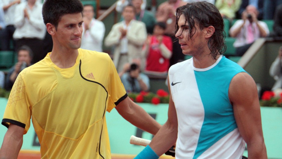 File: Rafael Nadal and Novak Djokovic after their French Tennis Open semi-final match in 2007. AFP/Francois Guillot