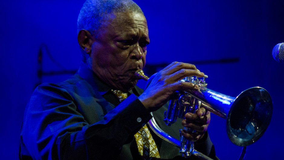 File: Trumpeter, composer and South African singer Hugh Masekela. Elena Aquila/NurPhoto via AFP