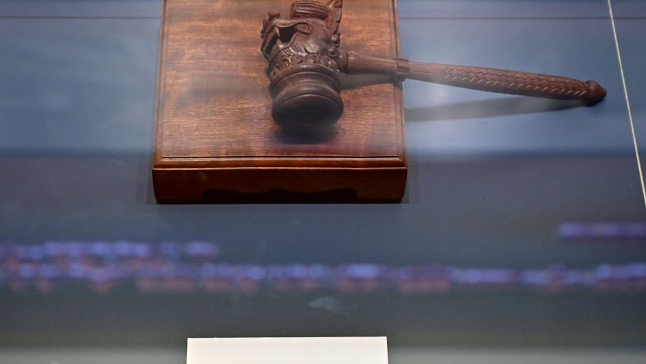 File: The very first gavel used by the Chinese court on display. AFP/Xinhua/Li Xin
