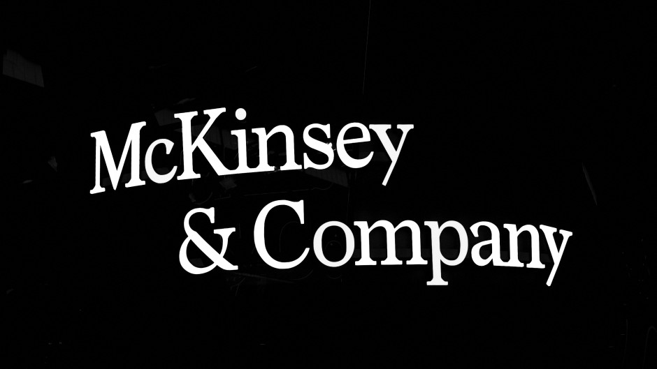 The McKinsey & Company logo. Joan Cros/NurPhoto via AFP