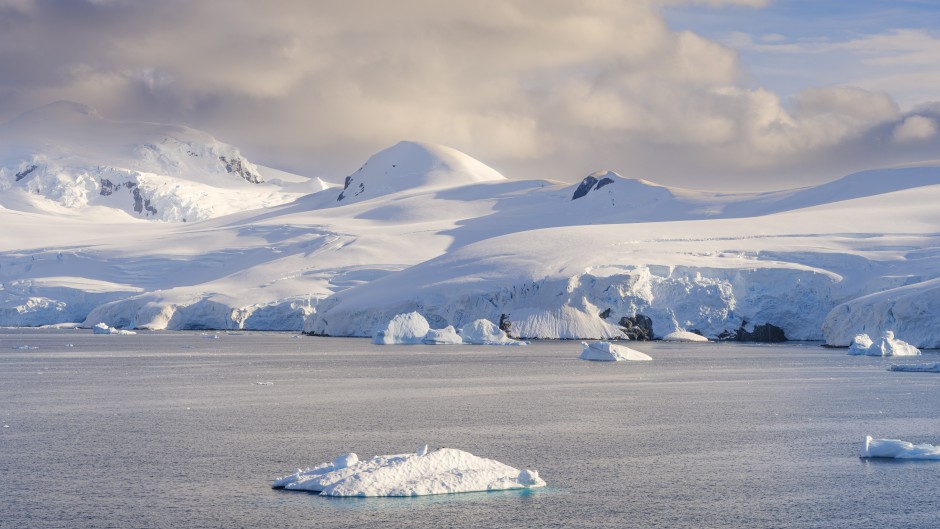 Landscape near Portal Point in the Graham Land of the Antarctic Peninsula. Martin Zwick/Biosphoto via AFP