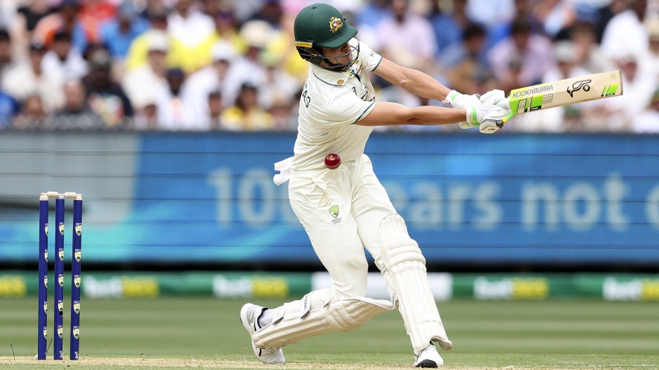 Australia's Sam Konstas is hit by the ball on day one of the fourth cricket Test match between Australia and India. AFP/Martin Keep