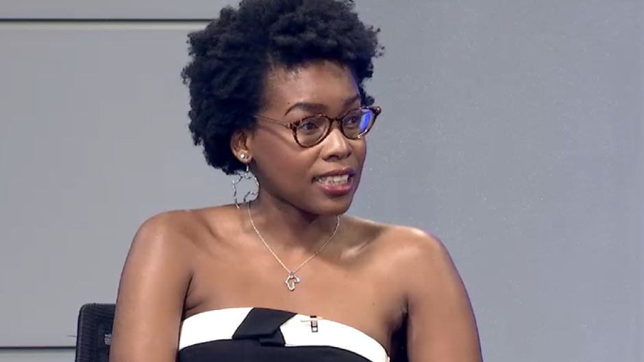 Kopano Pule of MarumeFemme / eNCA in studio