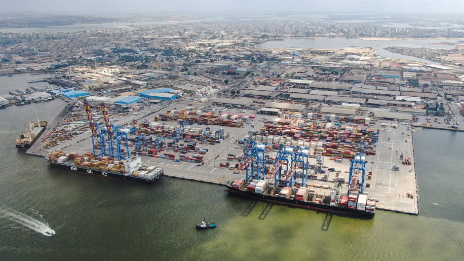 a wharf of the expansion project of the Abidjan Port. Xinhua via AFP/Han Xu