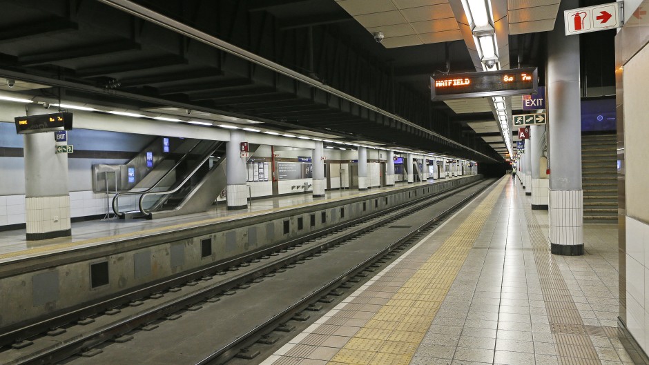 The empty Rosebank Gautrain station. AFP/Phill Magakoe