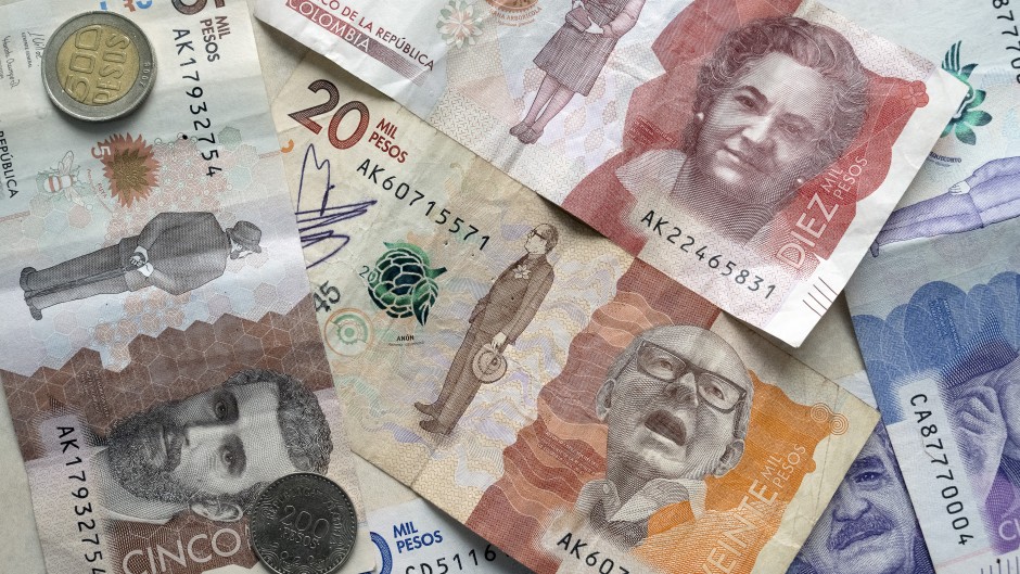 Illustration of the peso, the Colombian currency. Jean-François Fort/Hans Lucas via AFP