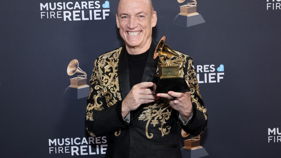 Wouter Kellerman, winner of the Best New Age, Ambient, or Chant Album for "Triveni". Randy Shropshire/Getty Images for The Recording Academy/AFP