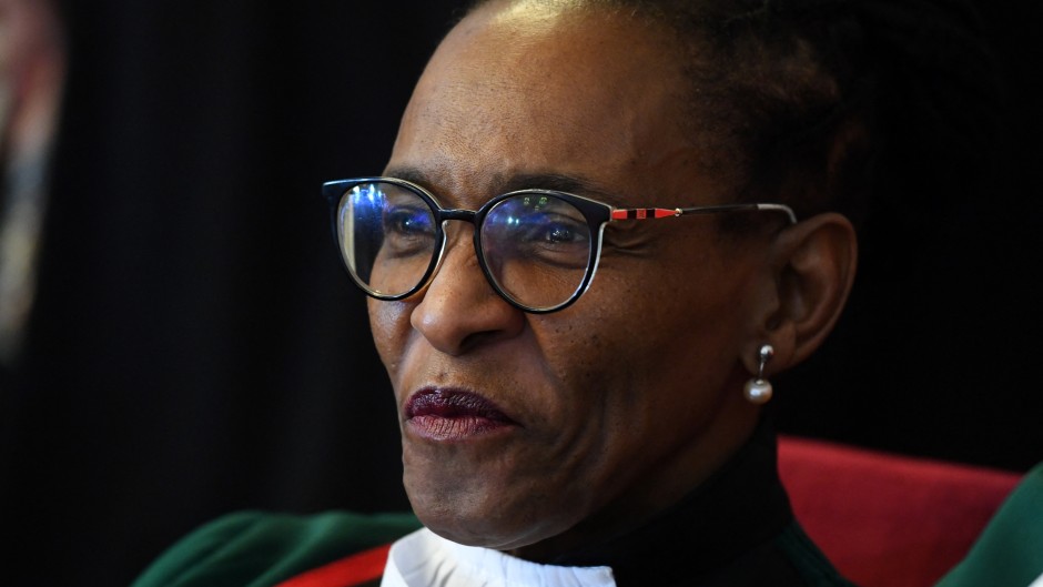 Chief Justice Mandisa Muriel Lindelwa Maya is seen at the Cape Town City Hall. AFP/Rodger Bosch