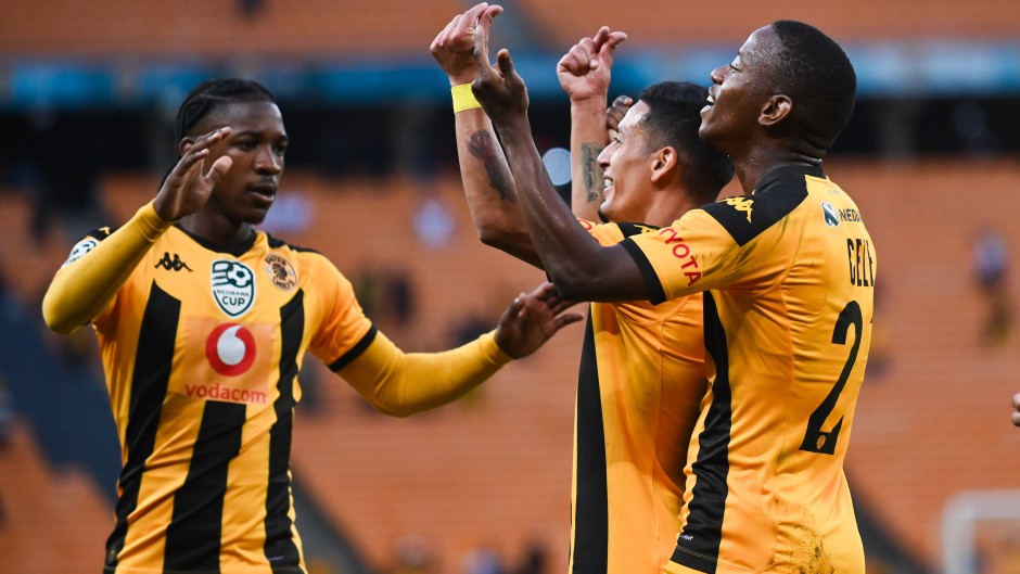 Gaston Sirino celebrates his goal with his teammates. BackpagePix/Alche Greeff